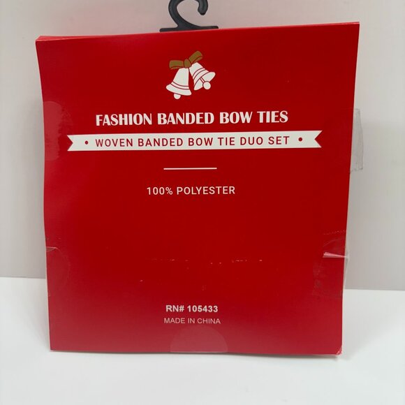 Christmas Bow Tie Duo/ Set - Men's -Red & Santa/Tree Print - OS - NWT - Picture 3 of 6